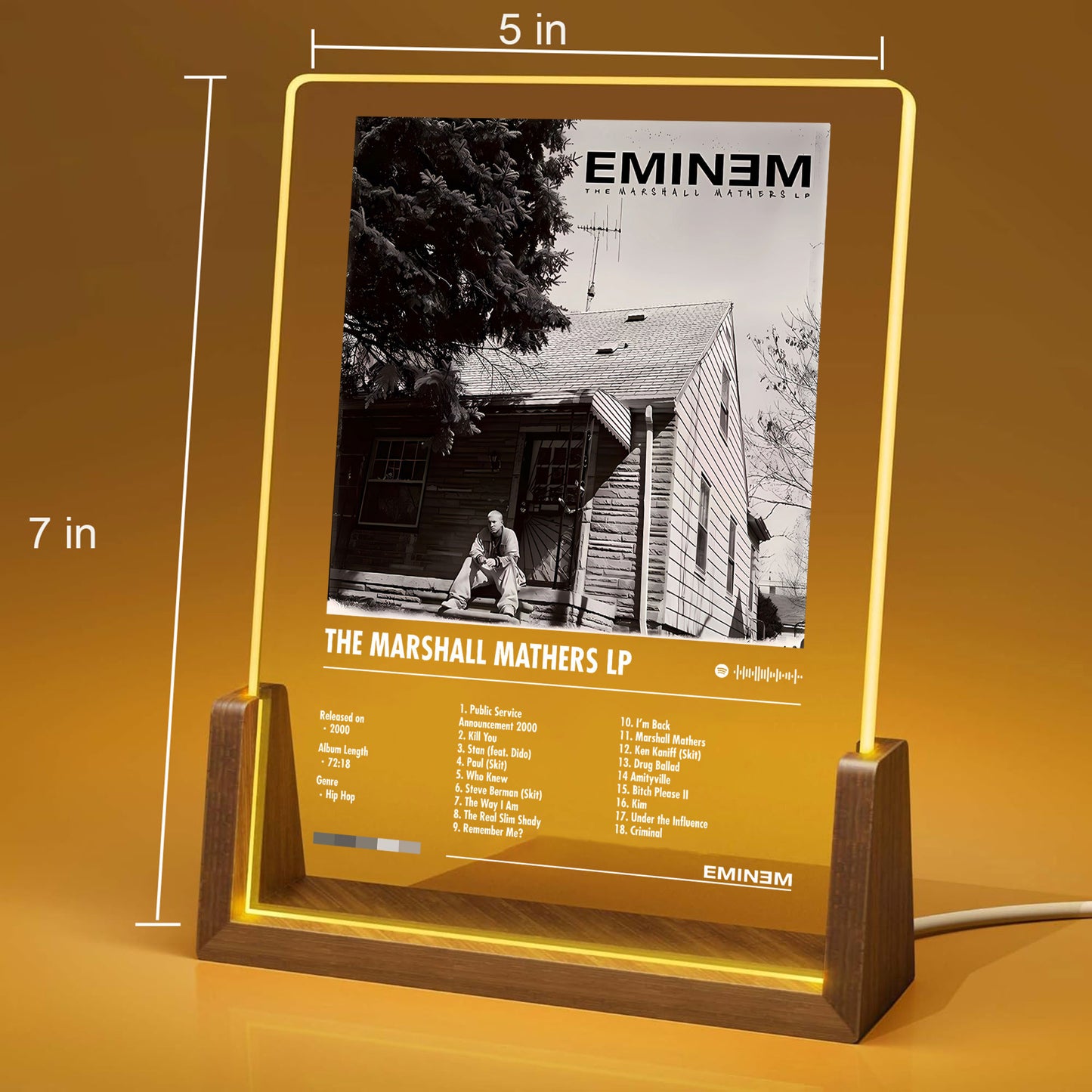 Eminem  "The Marshall Mathers LP" Album Decor Acrylic LED Frame