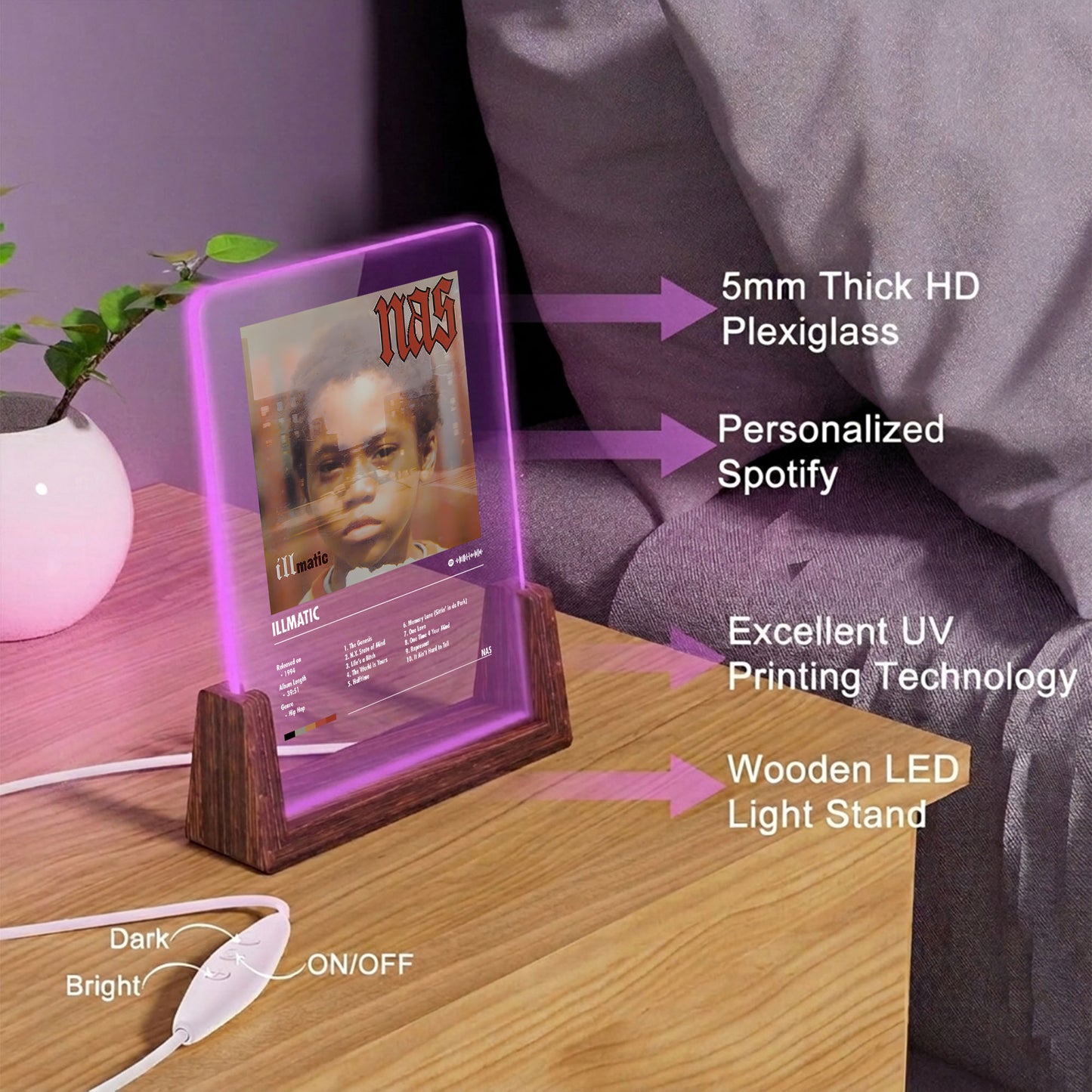 Nas "Illmatic" Album Decor Acrylic LED Frame