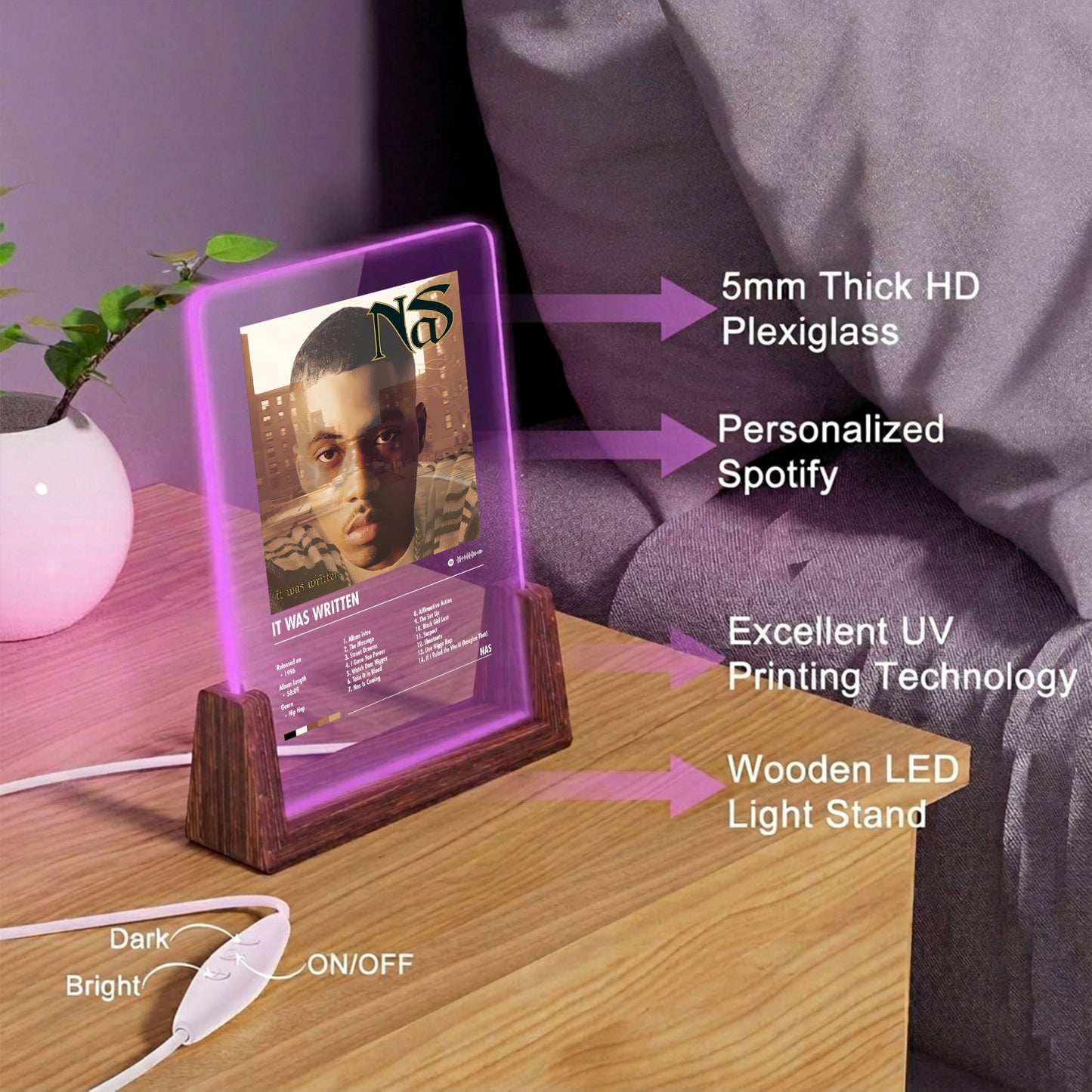 Nas "It Was Written" Album Decor Acrylic LED Frame