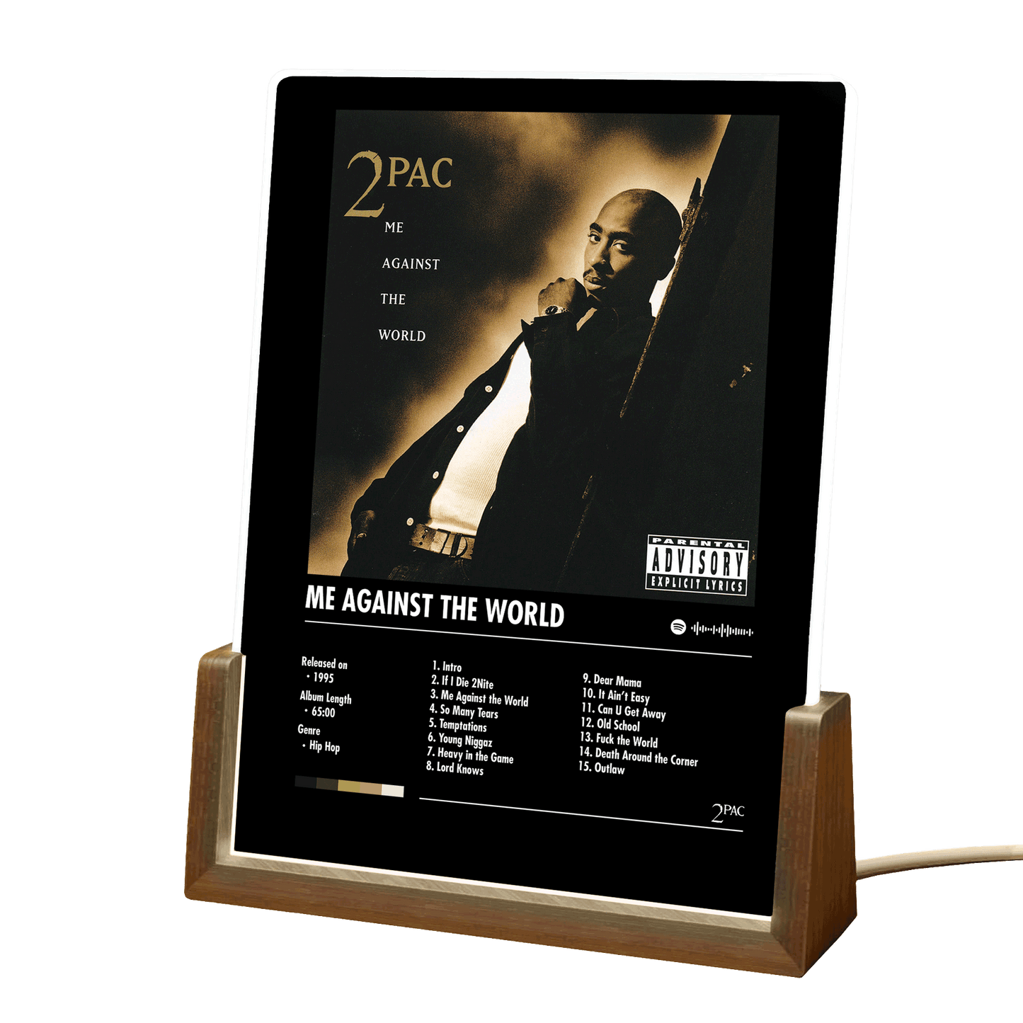 2Pac "Me Against The World" Album Decor Acrylic LED Frame