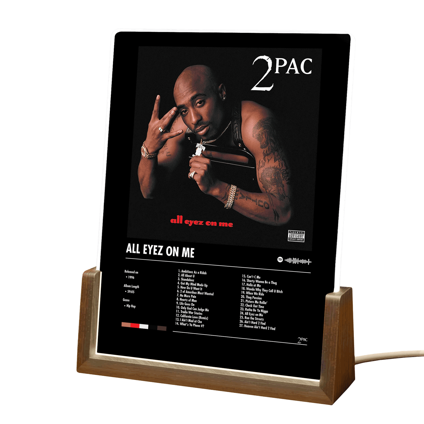 2Pac "All Eyez On Me" Album Decor Acrylic LED Frame