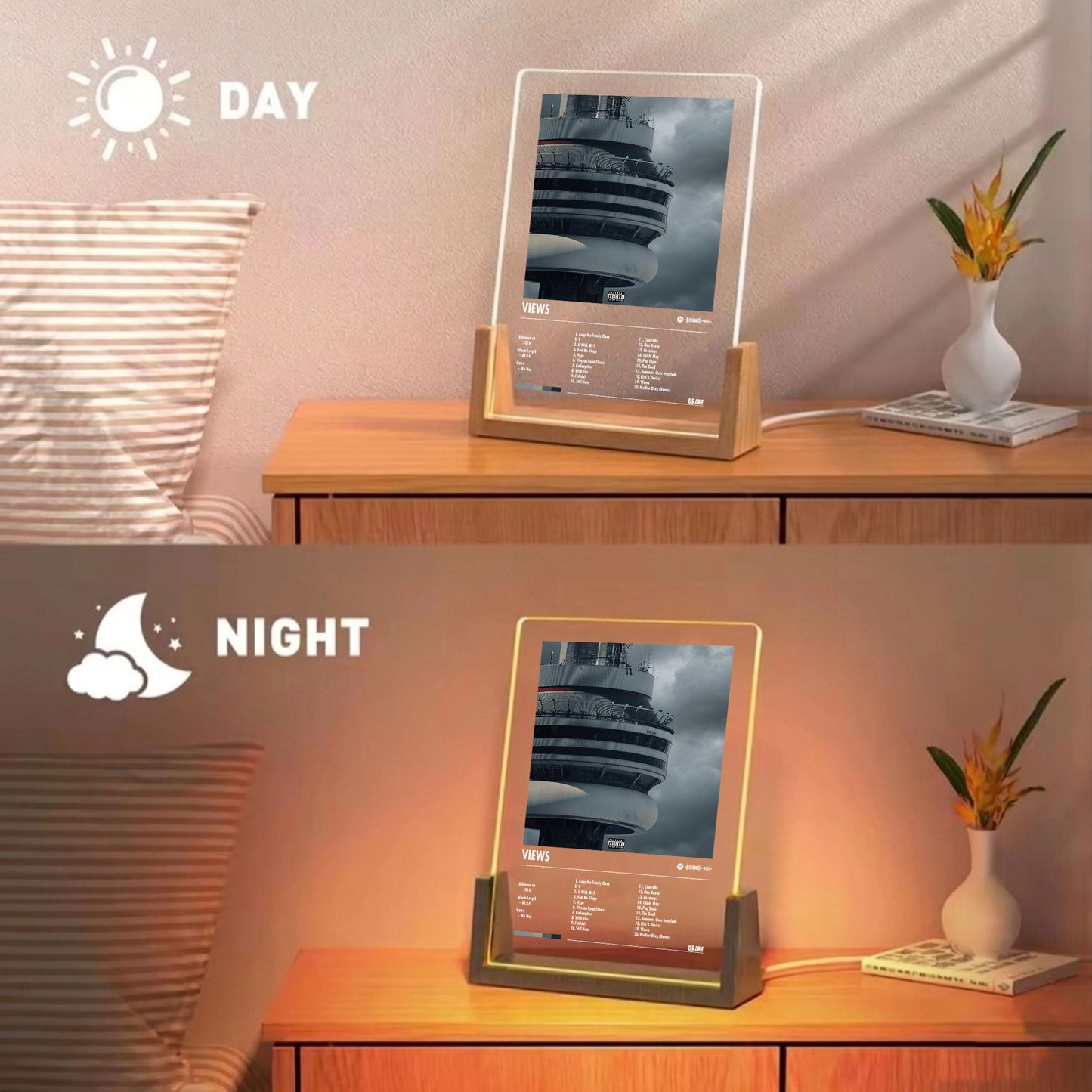 Drake "Views" Album Decor Acrylic LED Frame