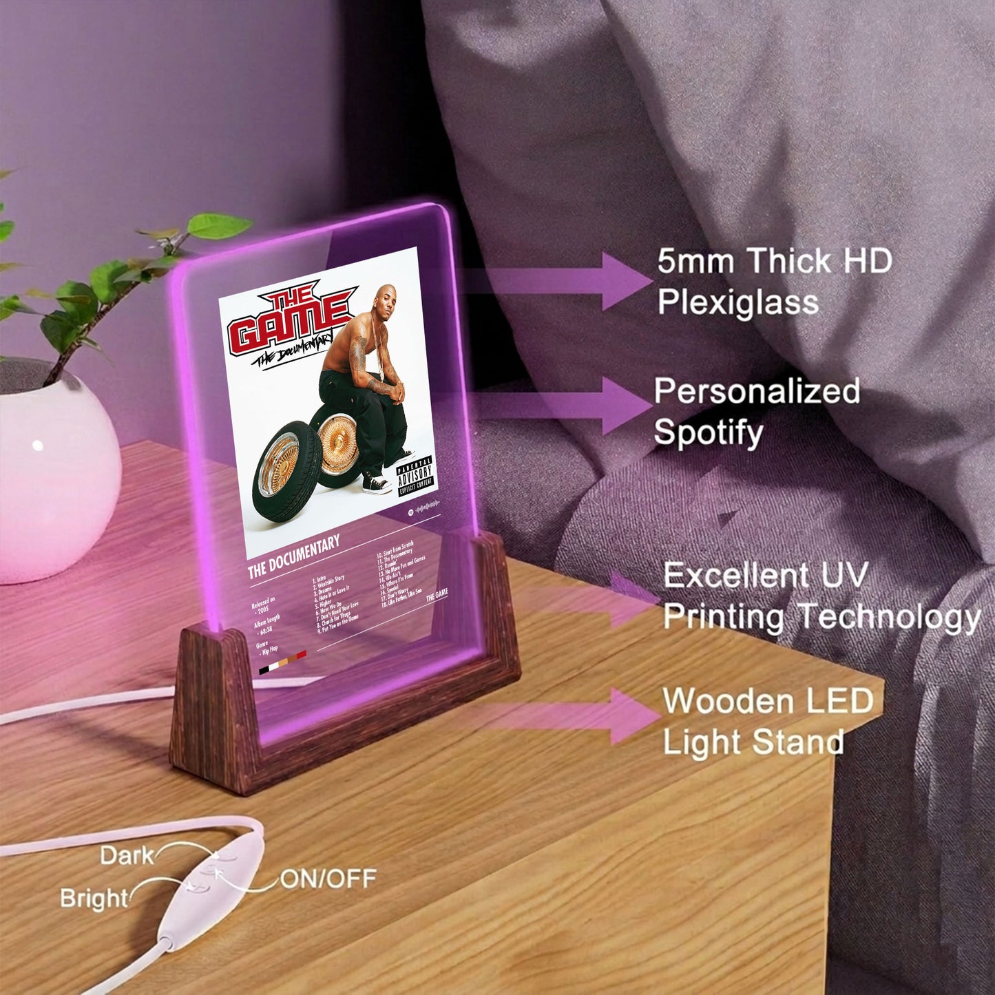 The Game "The Documentary" Album Decor Acrylic LED Frame