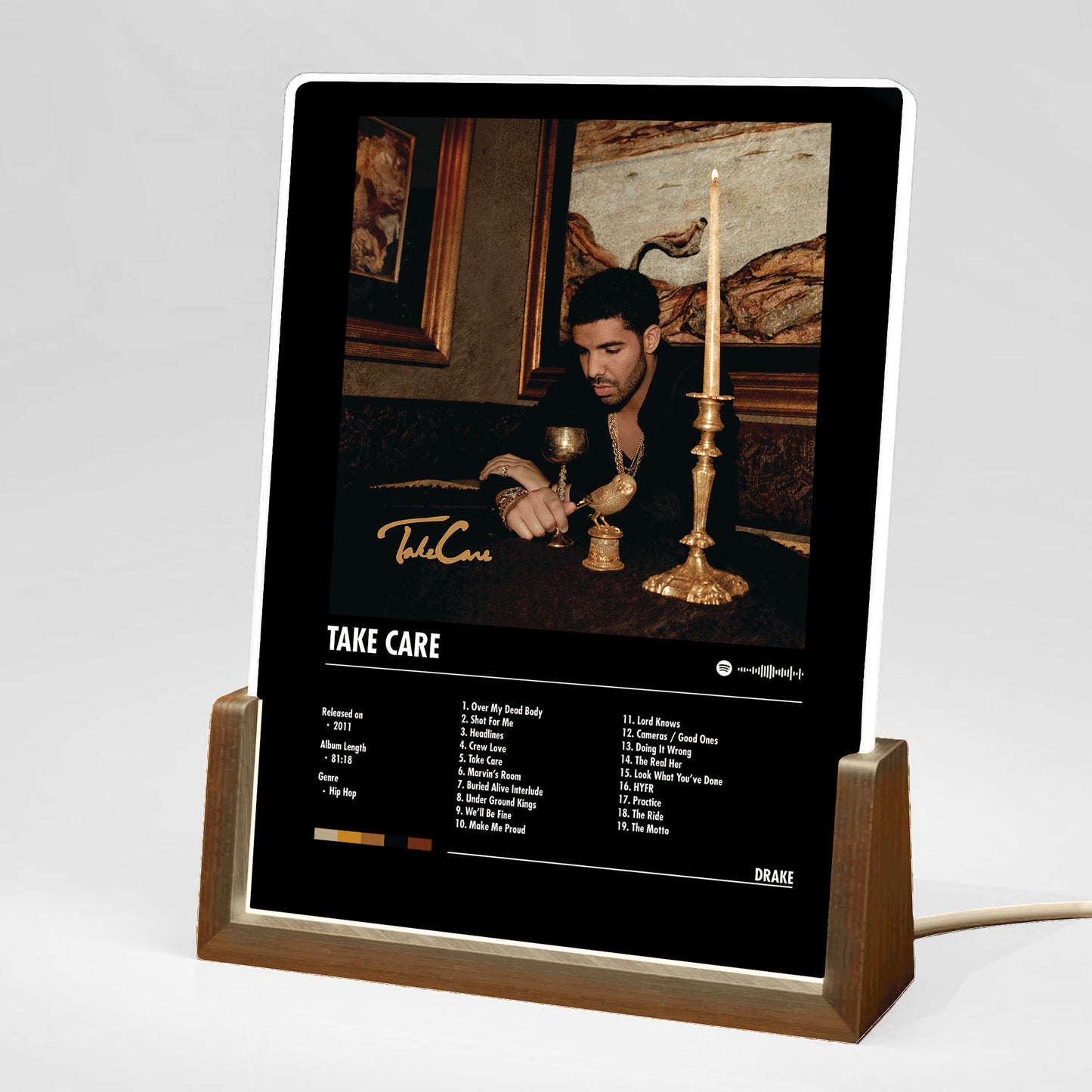 Drake "Take Care" Album Decor Acrylic LED Frame