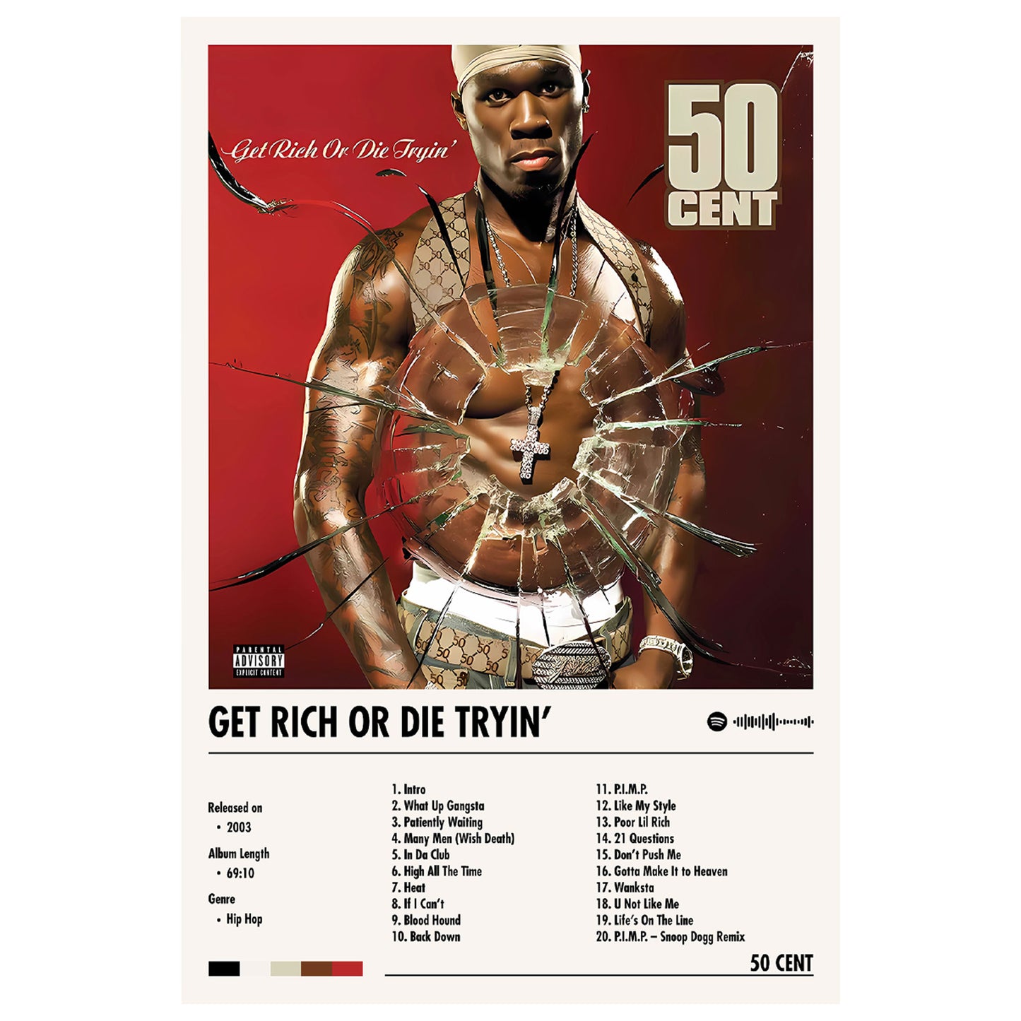 50 Cent "Get Rich or Die Tryin" Album Decor Poster (Digital Download)|