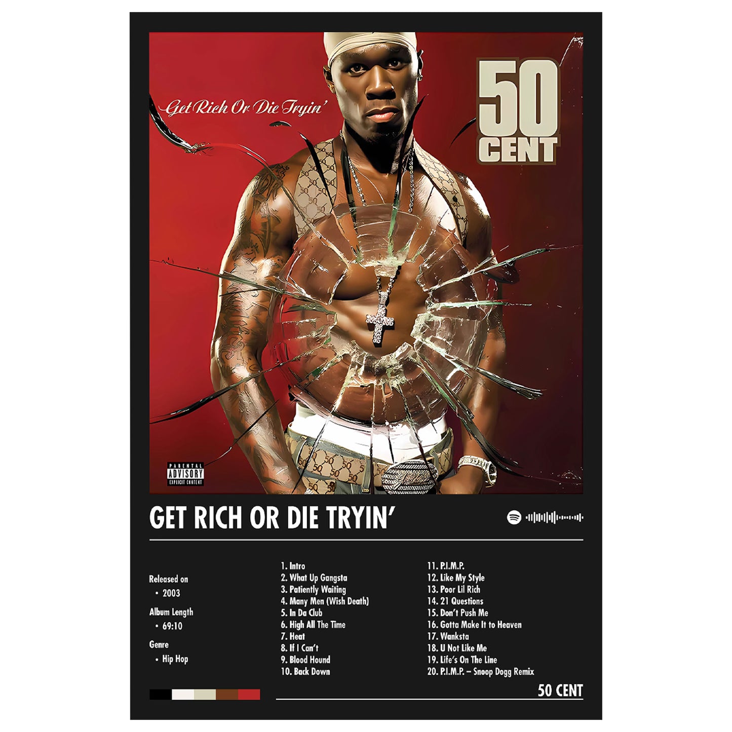 50 Cent "Get Rich or Die Tryin" Album Decor Poster (Digital Download)