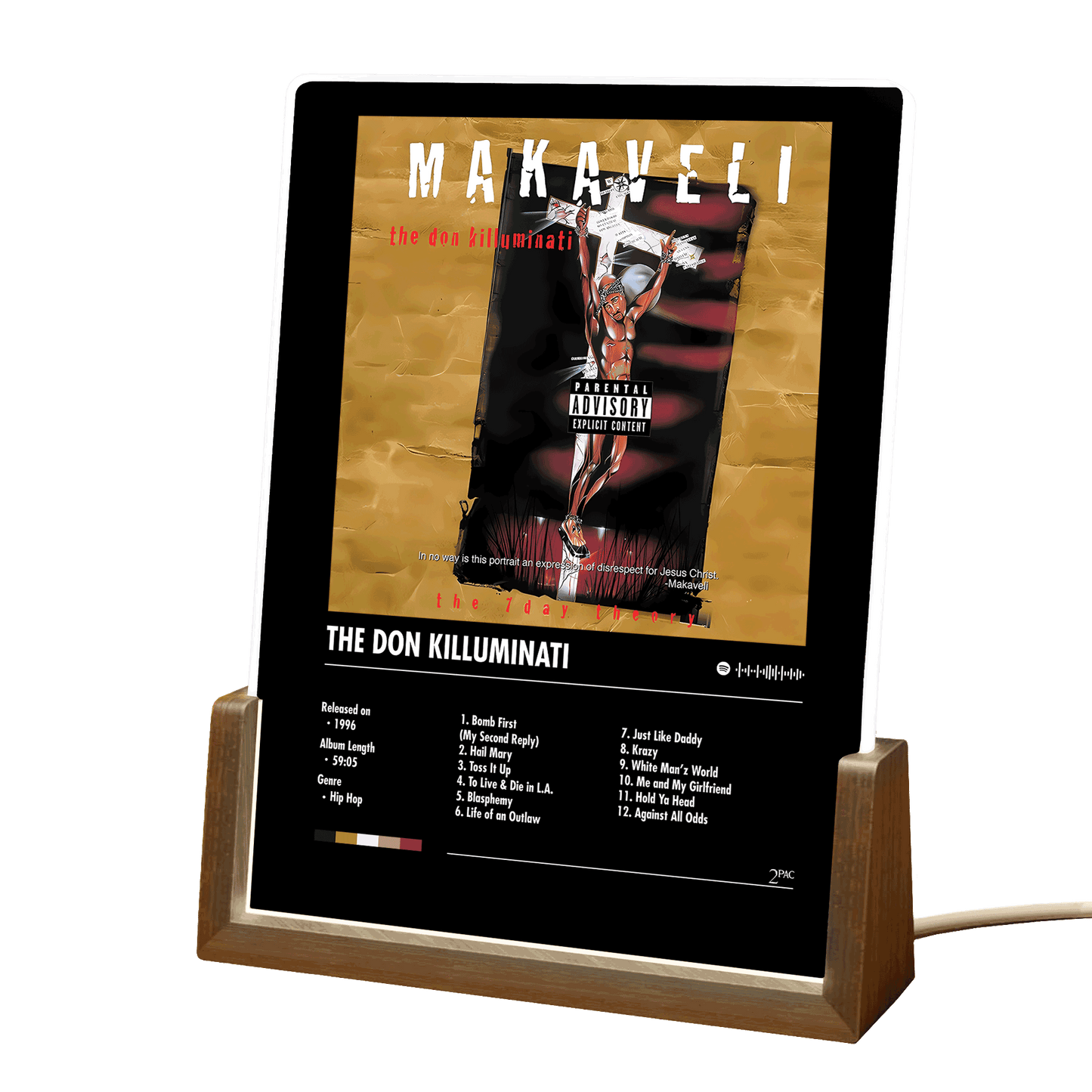 2Pac "Makaveli" Album Decor Acrylic LED Frame