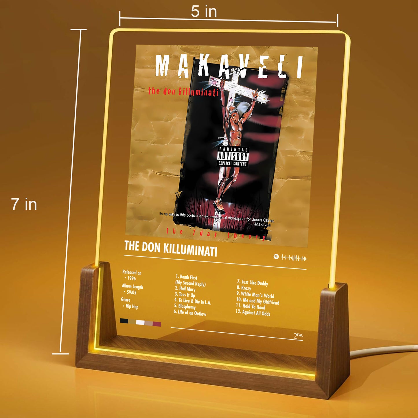 2Pac Makaveli Album Decor Acrylic LED Frame