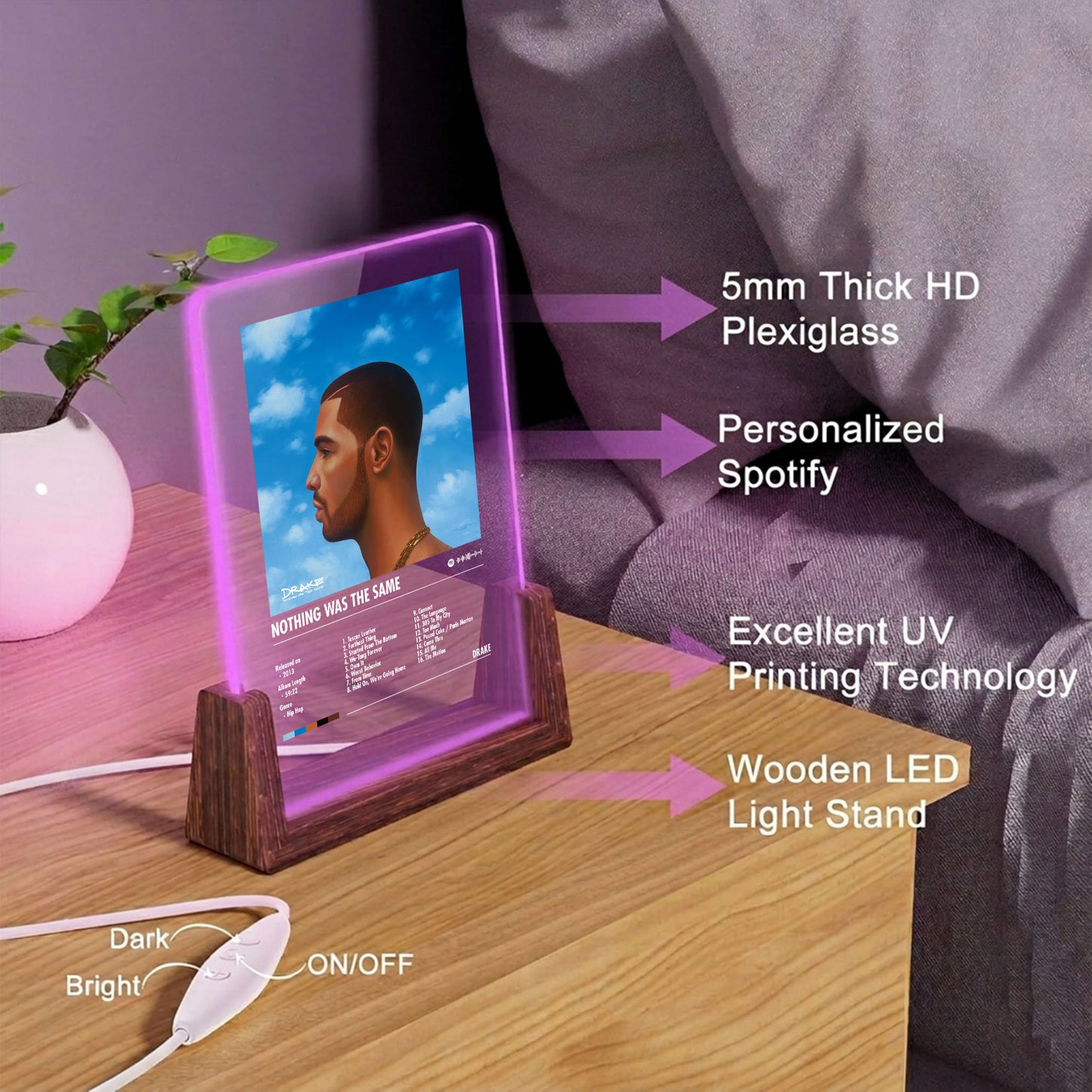 Drake "Nothing Was The Same" Album Decor Acrylic LED Frame