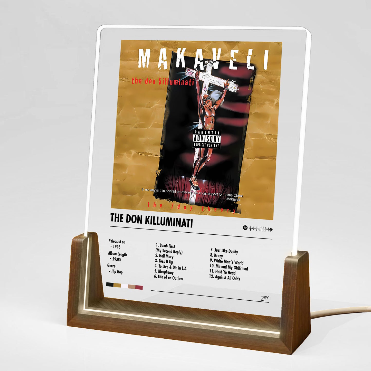 2Pac Makaveli Album Decor Acrylic LED Frame