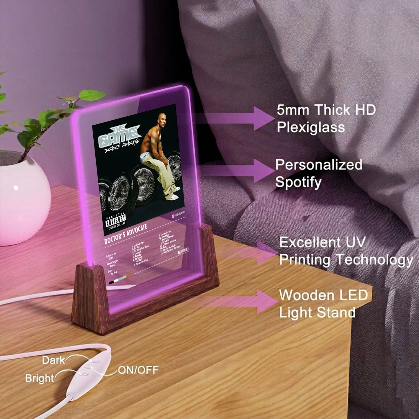 The Game "Doctor's Advocate" Album Decor Acrylic LED Frame