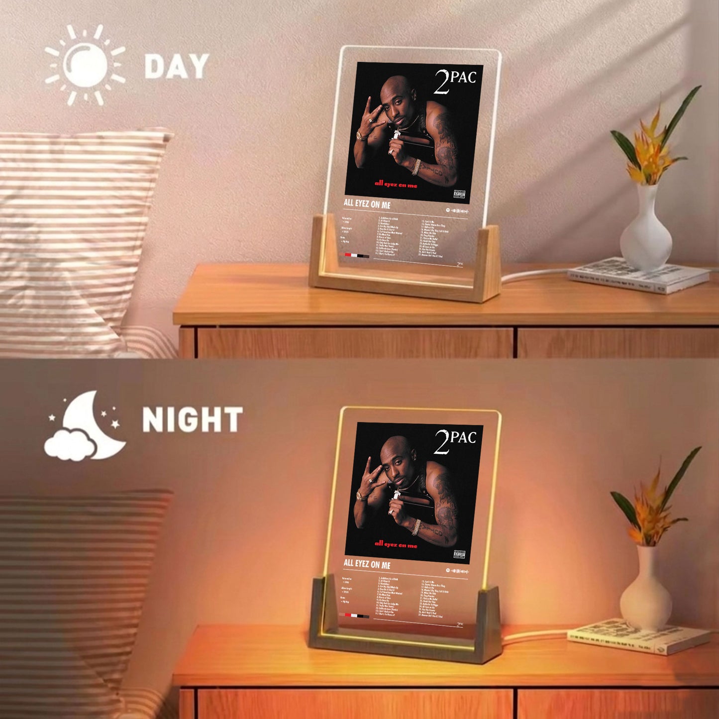 2Pac "All Eyez On Me" Album Decor Acrylic LED Frame