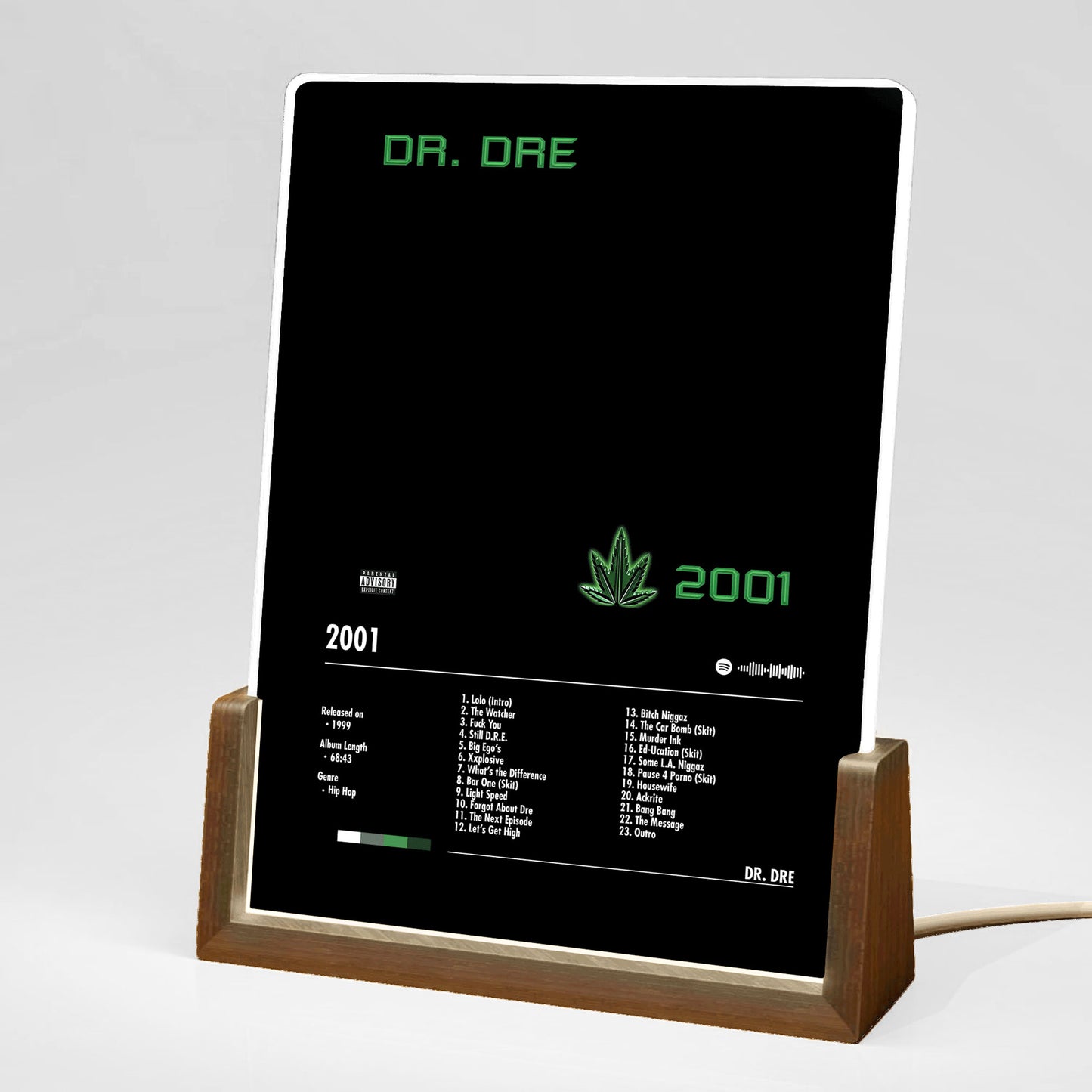 Dr. Dre "2001" Album Decor Acrylic LED Frame