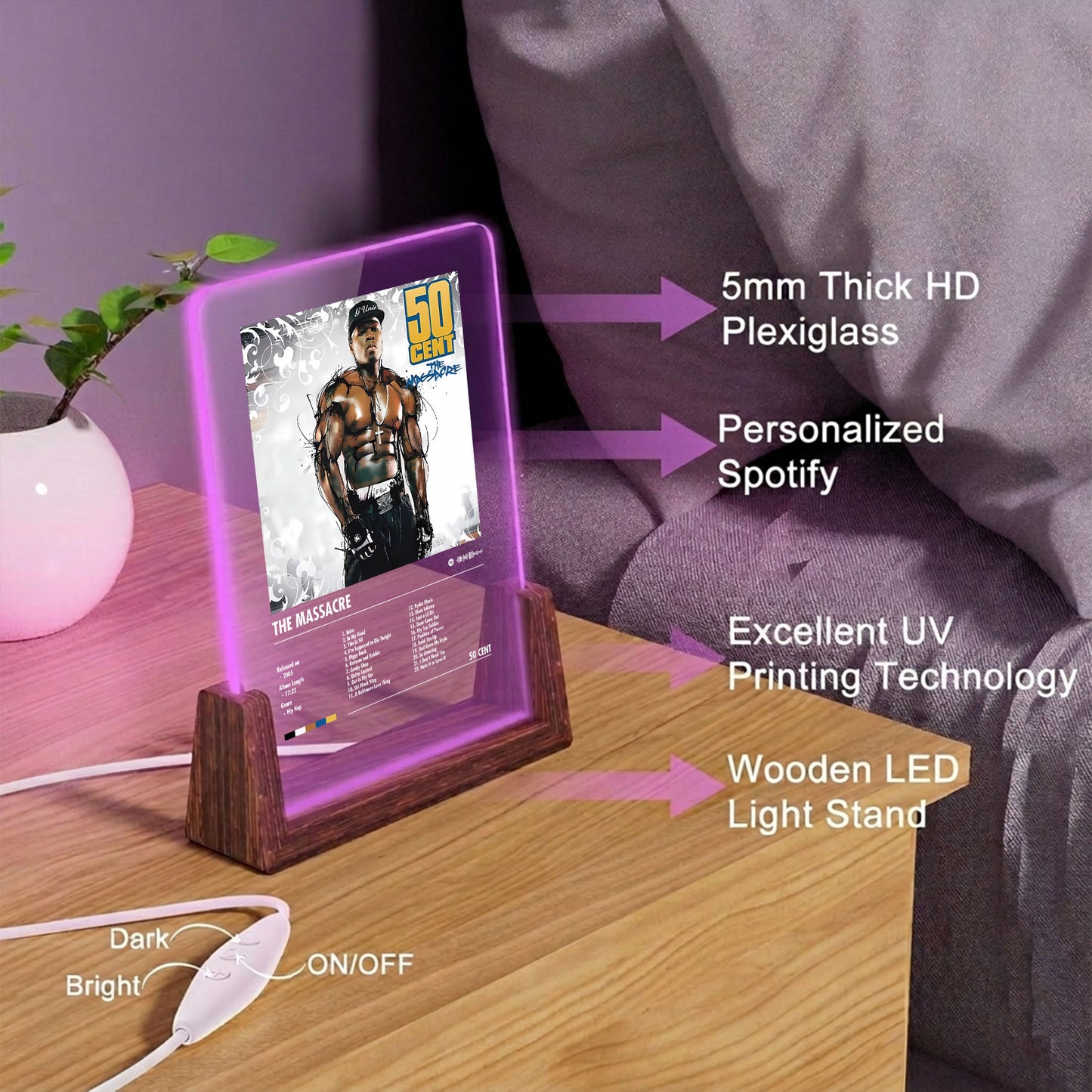 50 Cent "The Massacre" Album Decor Acrylic LED Frame