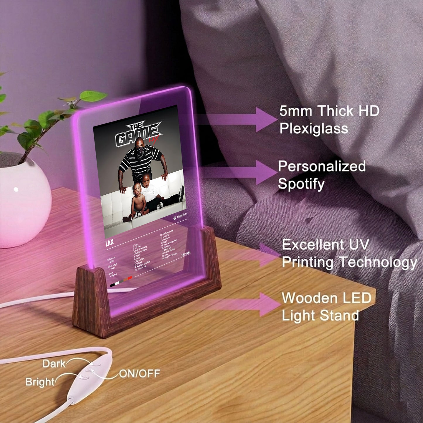 The Game "LAX" Album Decor Acrylic LED Frame