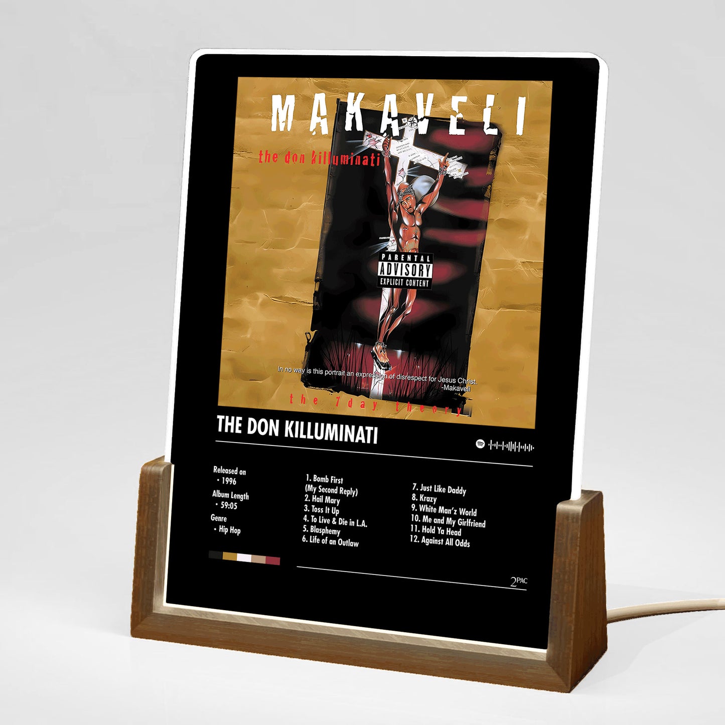 2Pac "Makaveli" Album Decor Acrylic LED Frame