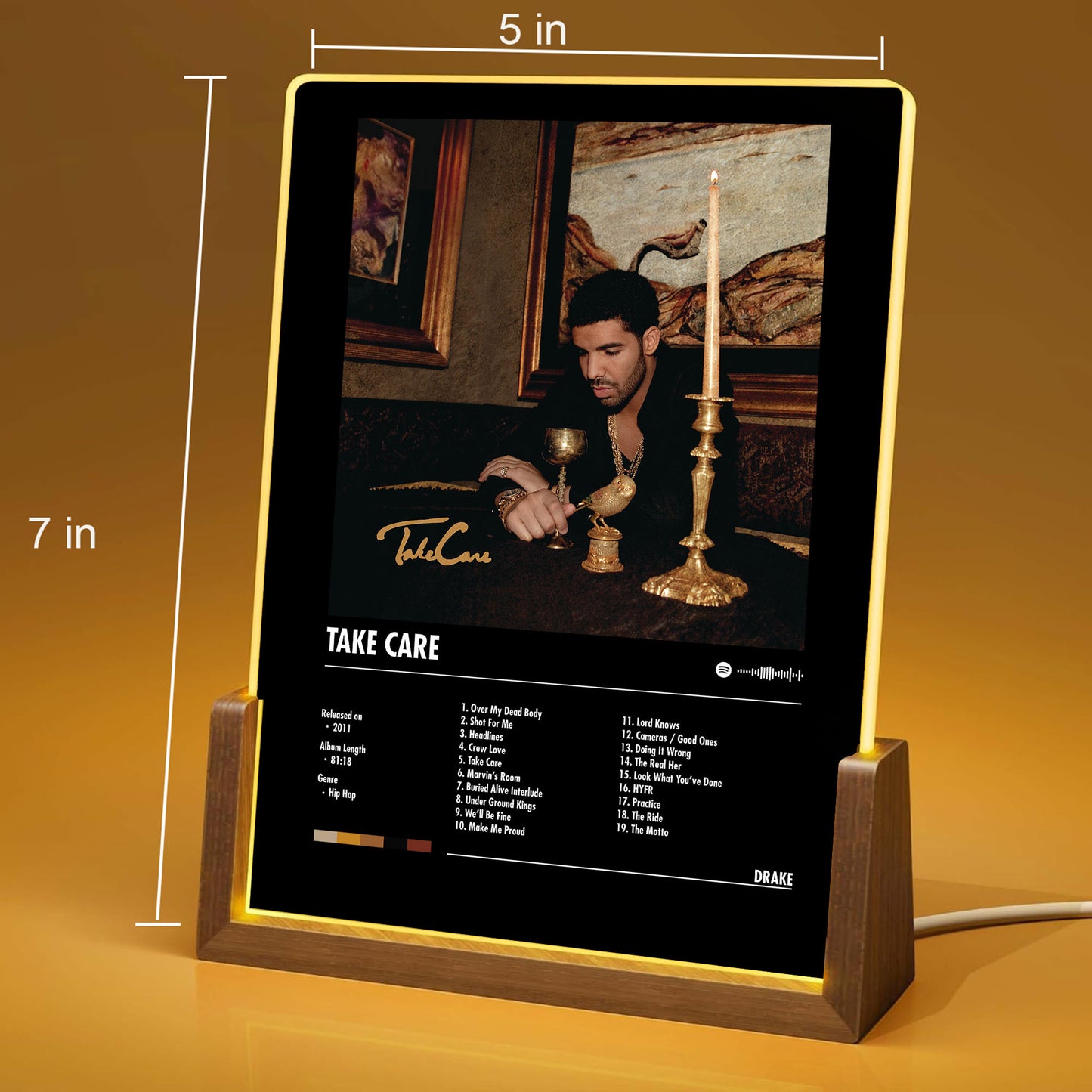 Drake "Take Care" Album Decor Acrylic LED Frame