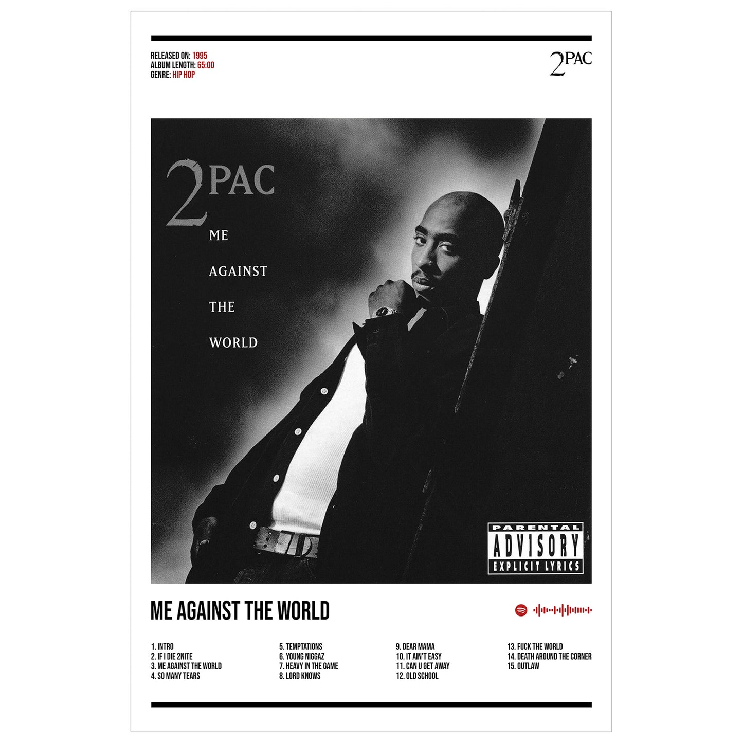 2Pac "Me Against The World" Album Decor Poster (Digital Download)