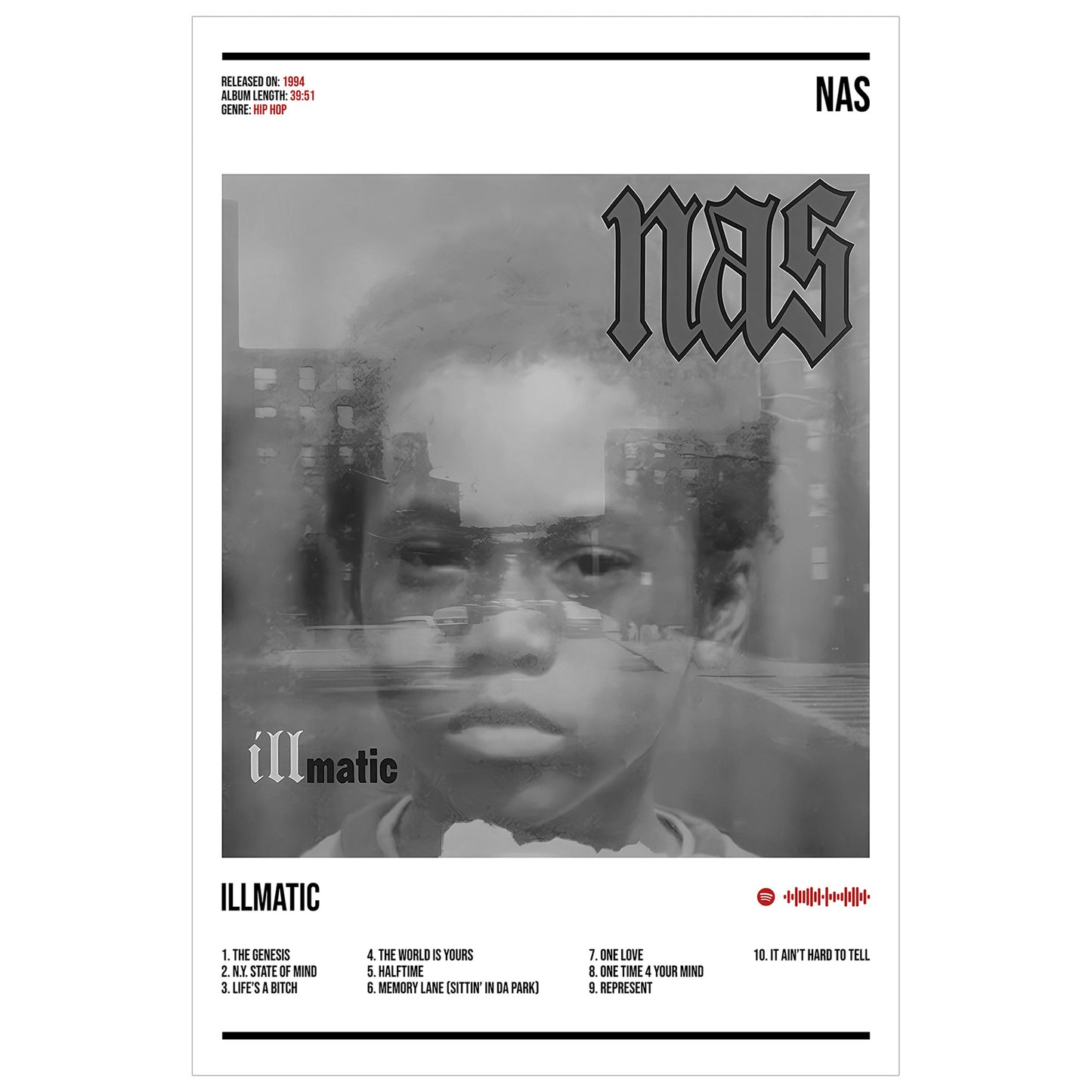Nas "Illmatic" Album Decor Poster (Digital Download)