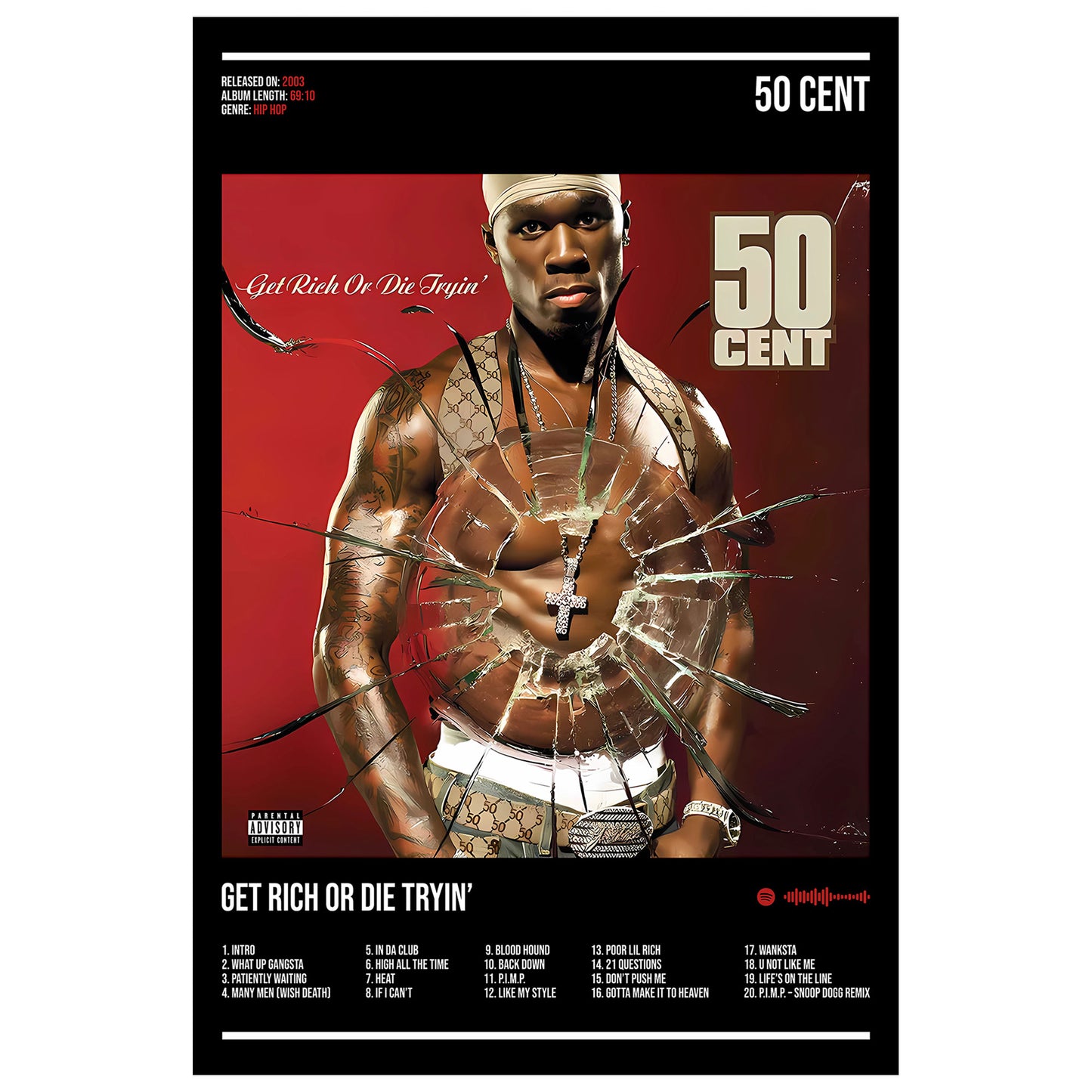 50 Cent "Get Rich or Die Tryin" Album Decor Poster (Digital Download)