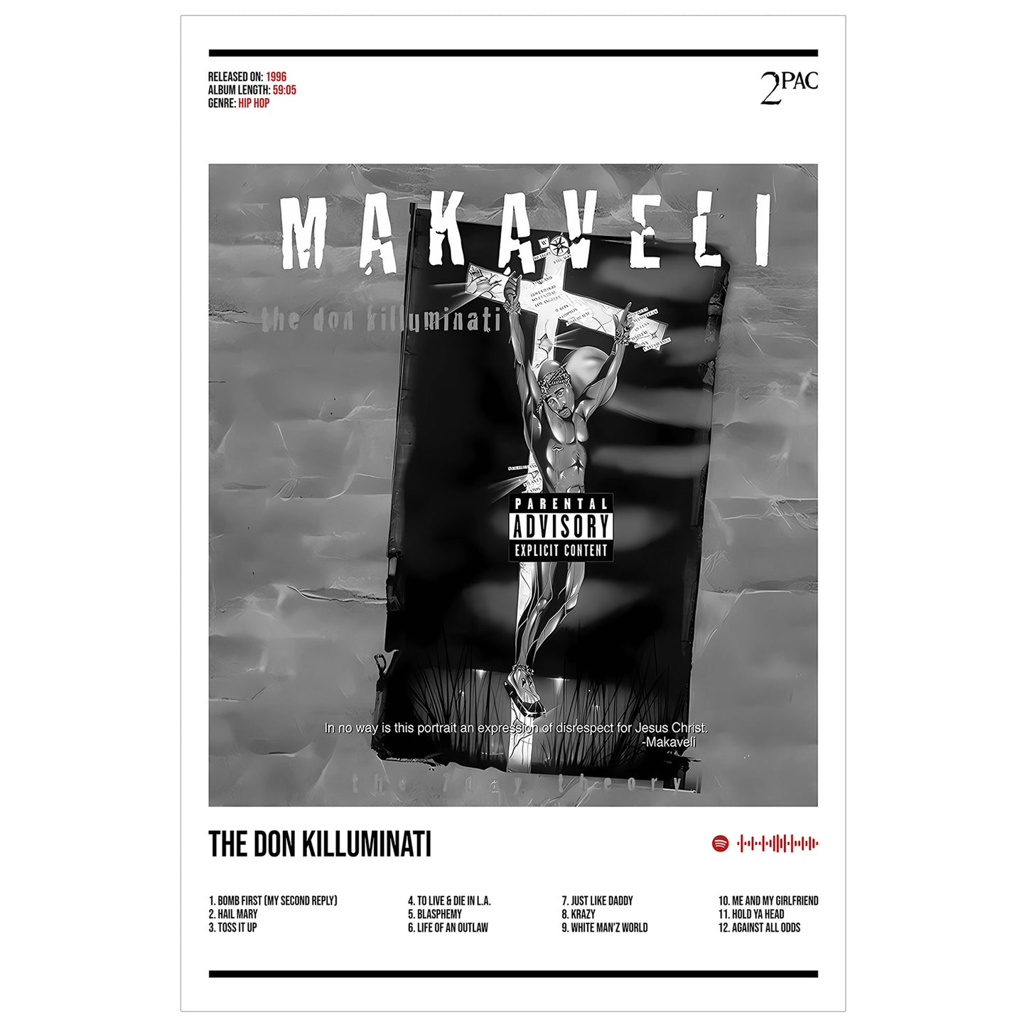 2Pac "Makaveli" Album Decor Poster (Digital Download)