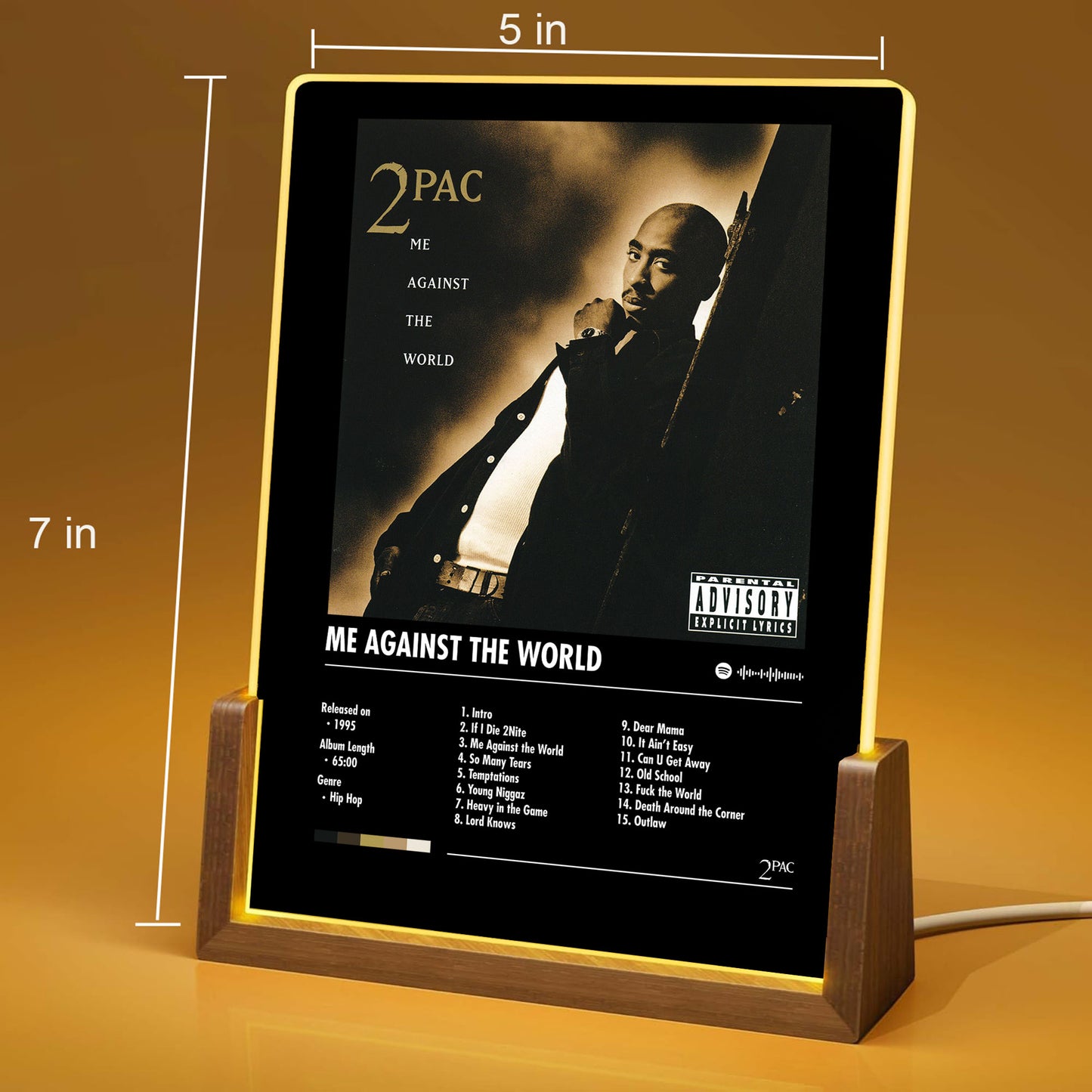 2Pac "Me Against The World" Album Decor Acrylic LED Frame