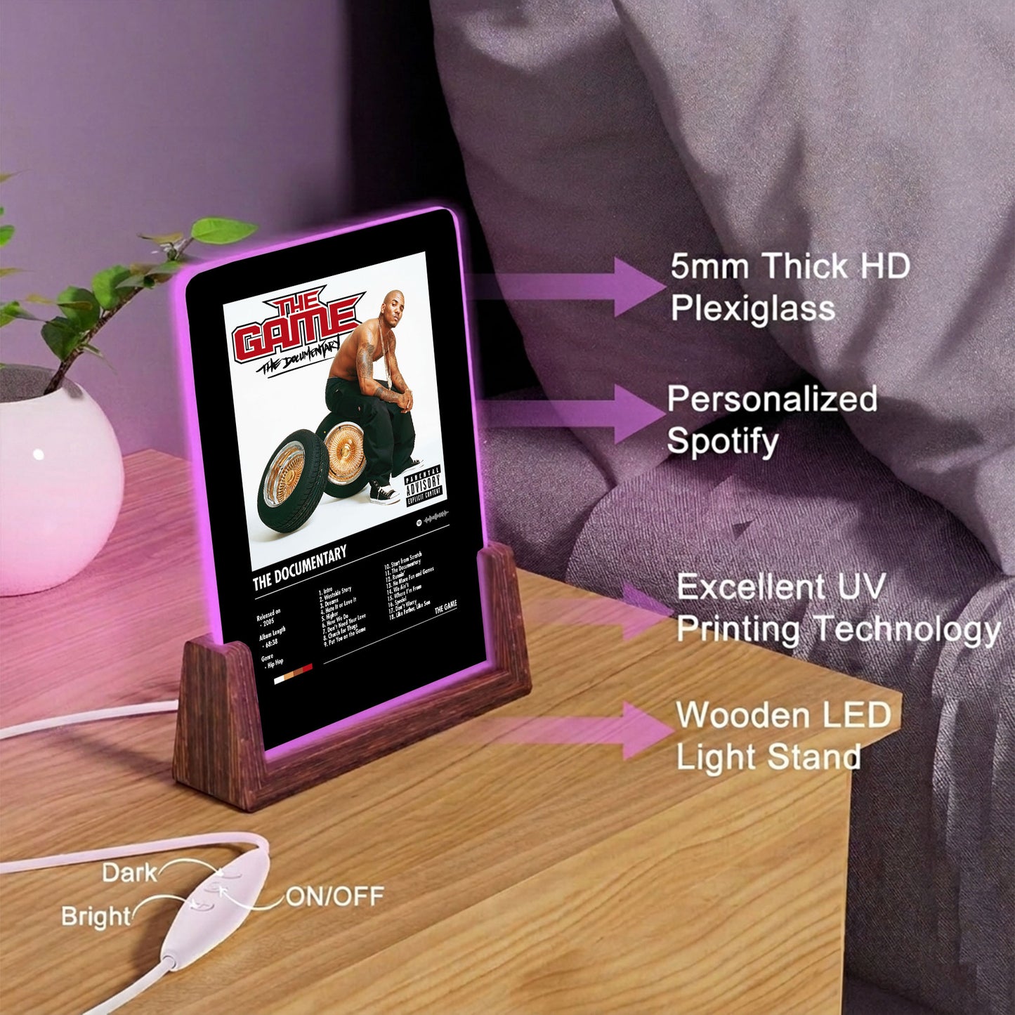 The Game "The Documentary" Album Decor Acrylic LED Frame