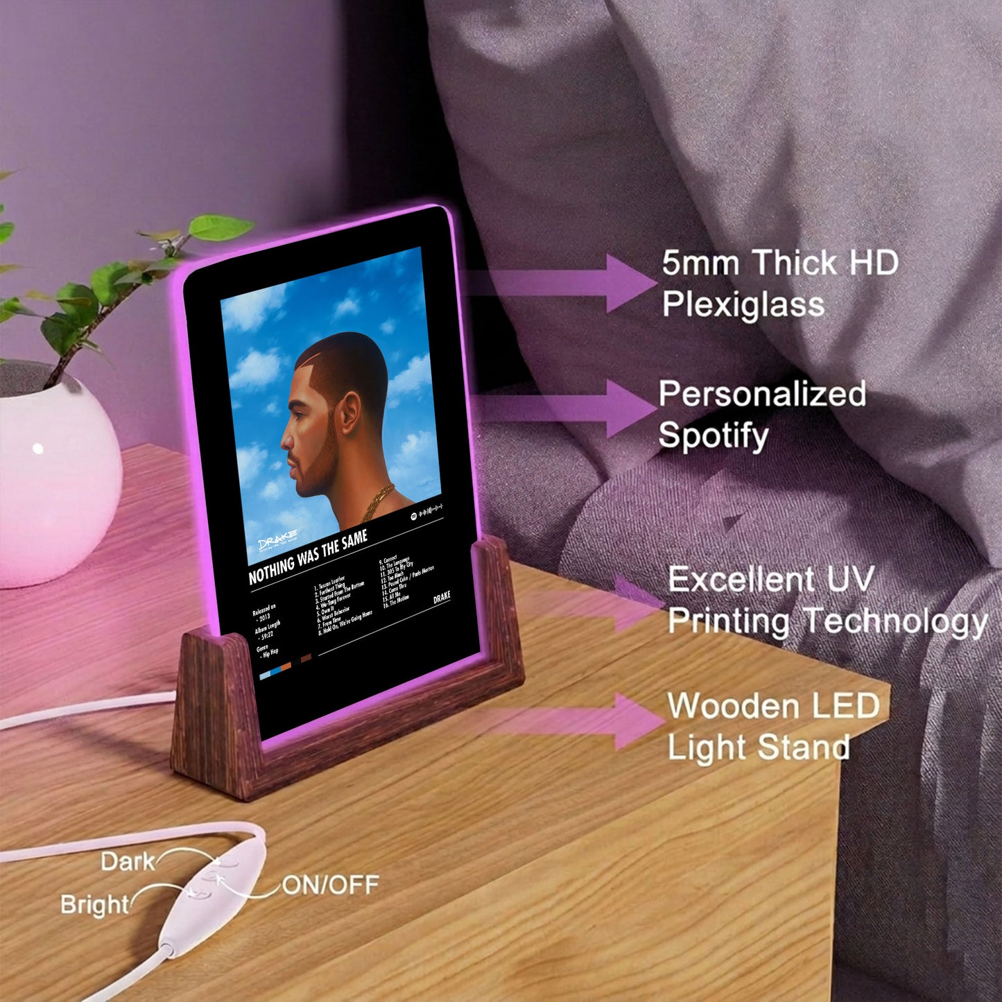 Dake "Nothing Was The Same" Album Decor Acrylic LED Frame