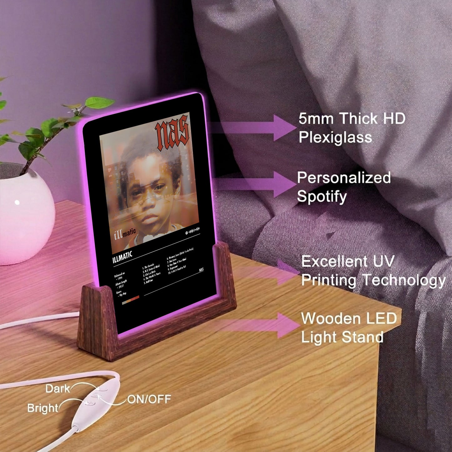 Nas "Illmatic" Album Decor Acrylic LED Frame