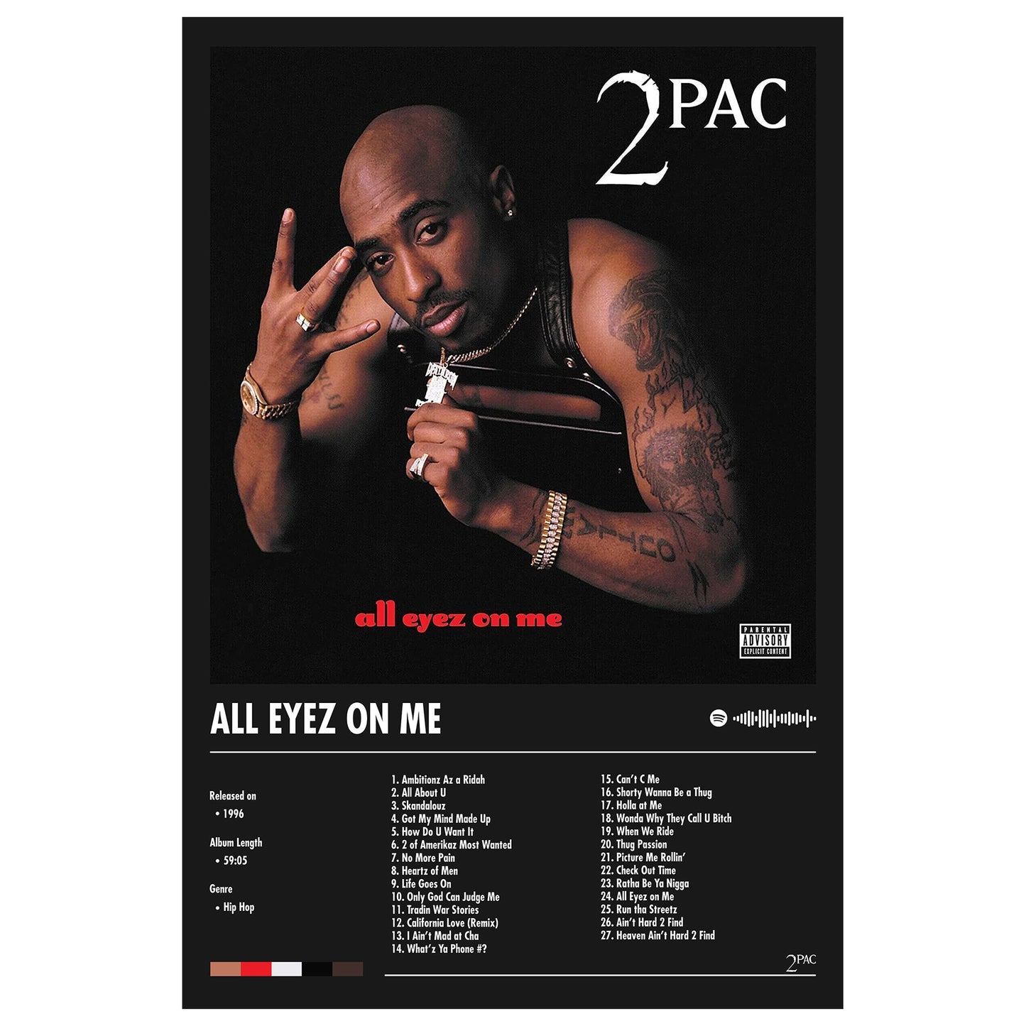 2Pac "All Eyez On Me" Album Decor Poster (Digital Download)