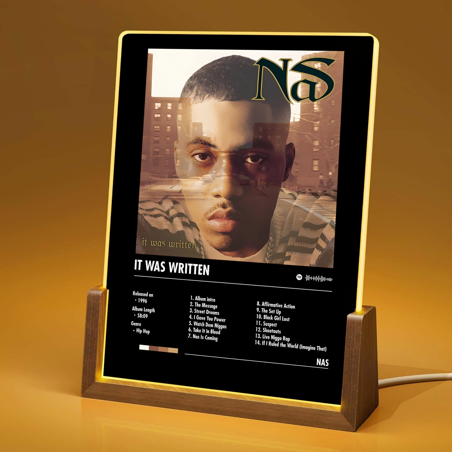 Nas "It Was Written" Album Decor Acrylic LED Frame