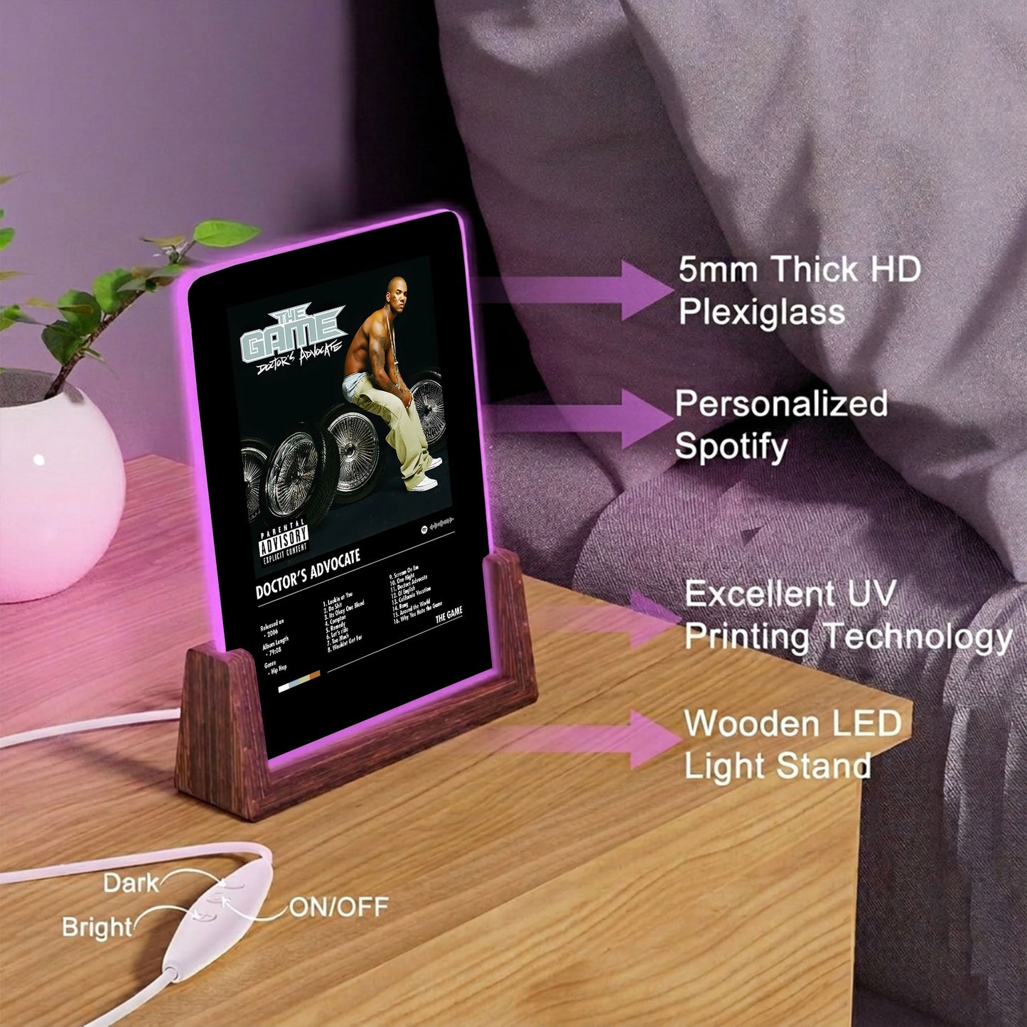 The Game "Doctor's Advocate" Album Decor Acrylic LED Frame