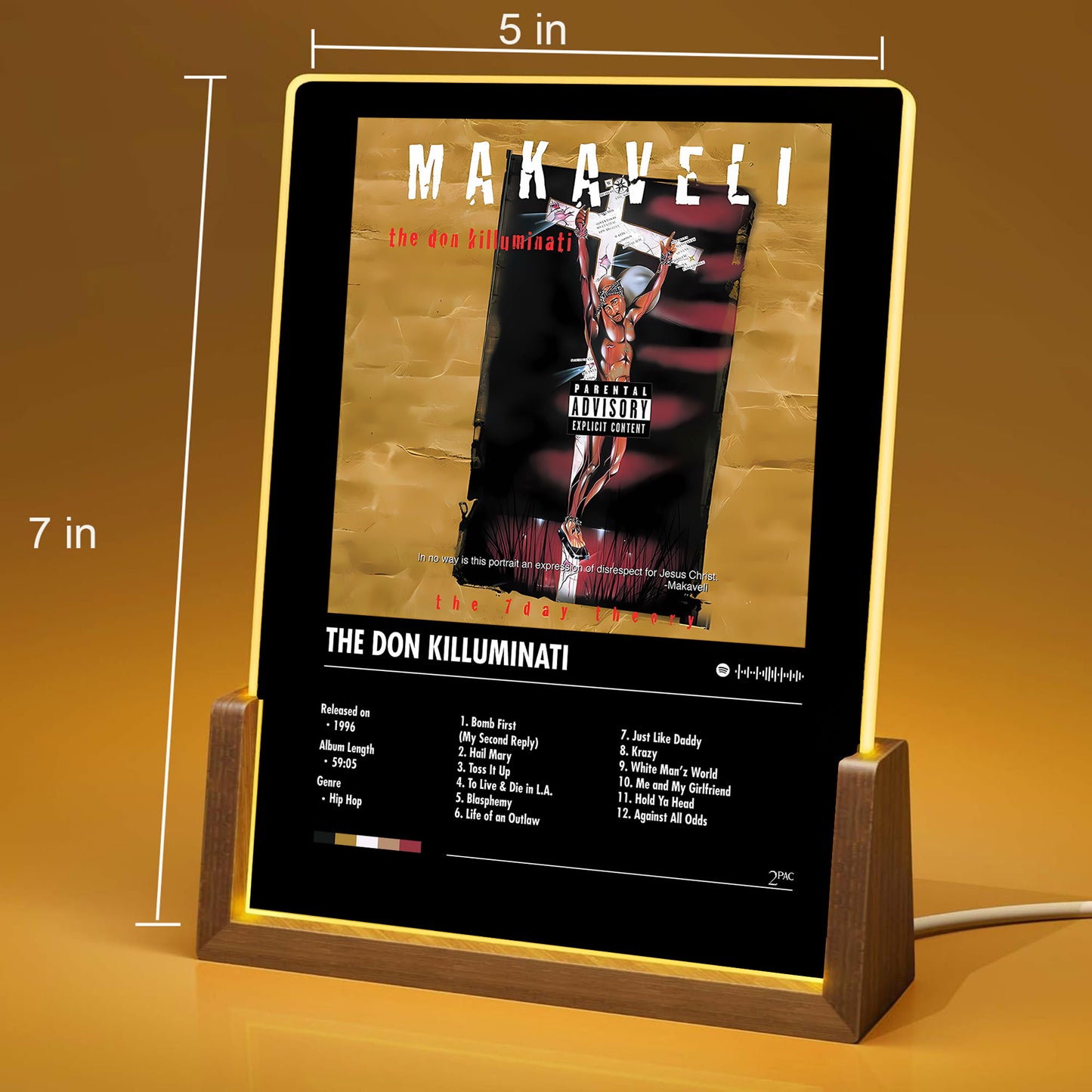 2Pac "Makaveli" Album Decor Acrylic LED Frame