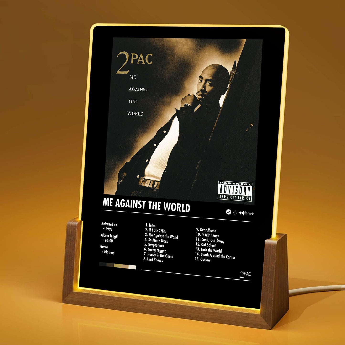 2Pac "Me Against The World" Album Decor Acrylic LED Frame