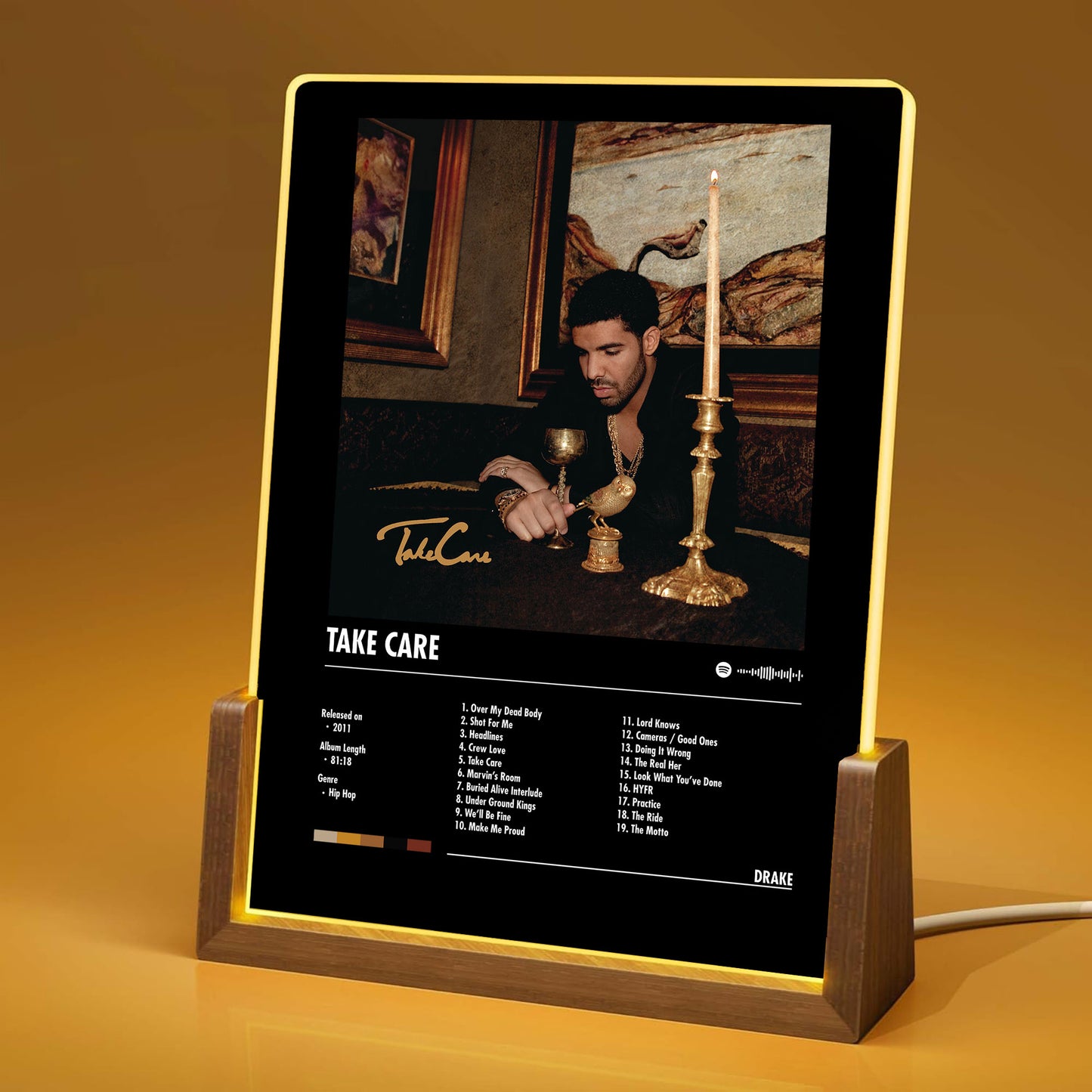 Drake "Take Care" Album Decor Acrylic LED Frame